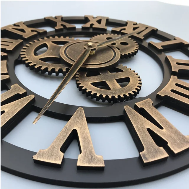 34cm Retro Industrial Gear Wall Clock – Decorative Hanging Clock 1