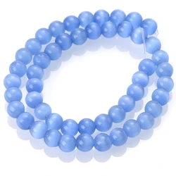 Premium Natural Blue Stone Beads for Jewelry Making - Turquoise, Agate, and Jade Spacer Beads (Blue cat eye)