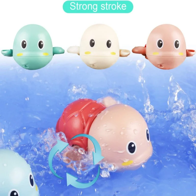 1/3PCS Baby Bath Toy Water Chain Clockwork Bathing Cute Swimming Turtle Toy Toddler Pool Beach Classic Toy For Kid Water Playing 3