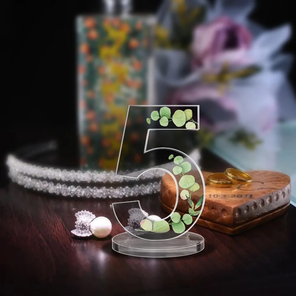 Floral and Leaf Acrylic Table Numbers Modern Style Wedding Table Number Card Seat Cards for Engagement Wedding Party Supplies