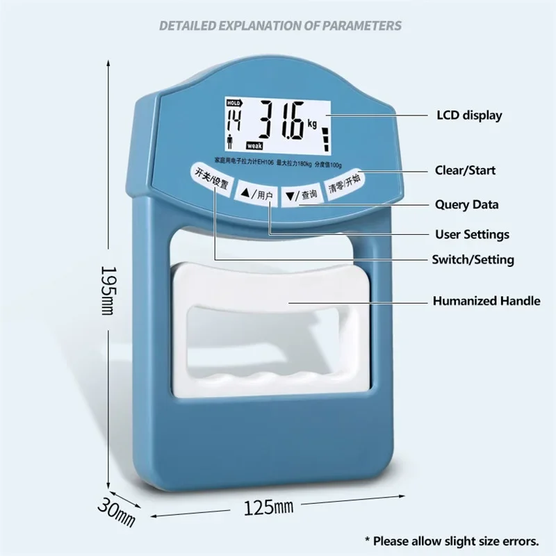 

Electronic 396lbs/180 Digital Measurement Strength Grip Kgs Hand Training Exercise Capturing Power Auto Dynamometer Meter