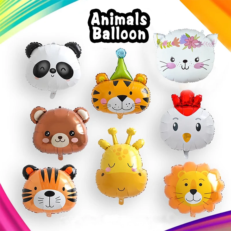 Palloncini Animali Giungla, 5 Pezzi Animale Foglio Alluminio Palloncino, Palloncini Giungla Compleanno, Palloncini Animali della Foresta per Decorazioni Compleanno Bambini