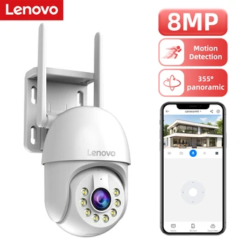 Telecamera IP WiFi Lenovo 8MP per Esterni, Impermeabile, Visione Notturna a Colori, Audio Bidirezionale, Rilevamento Movimento, Monitoraggio Remoto, Sorveglianza Domestica