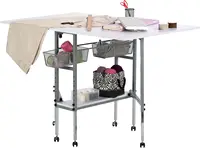 Sew Ready Hobby and Cutting Table - 58.75" W x 36.5" D White Arts and Crafts Table with 2 Mesh Storage Drawers 2