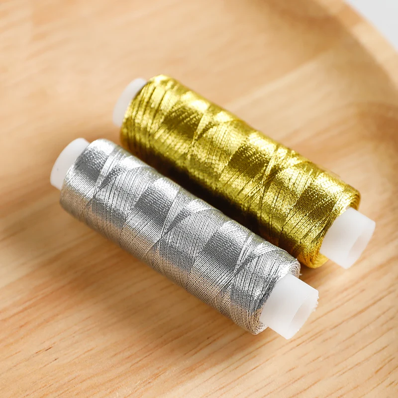 200 Yarns Gold Silver Thread Metal Thread Bright Light DIY