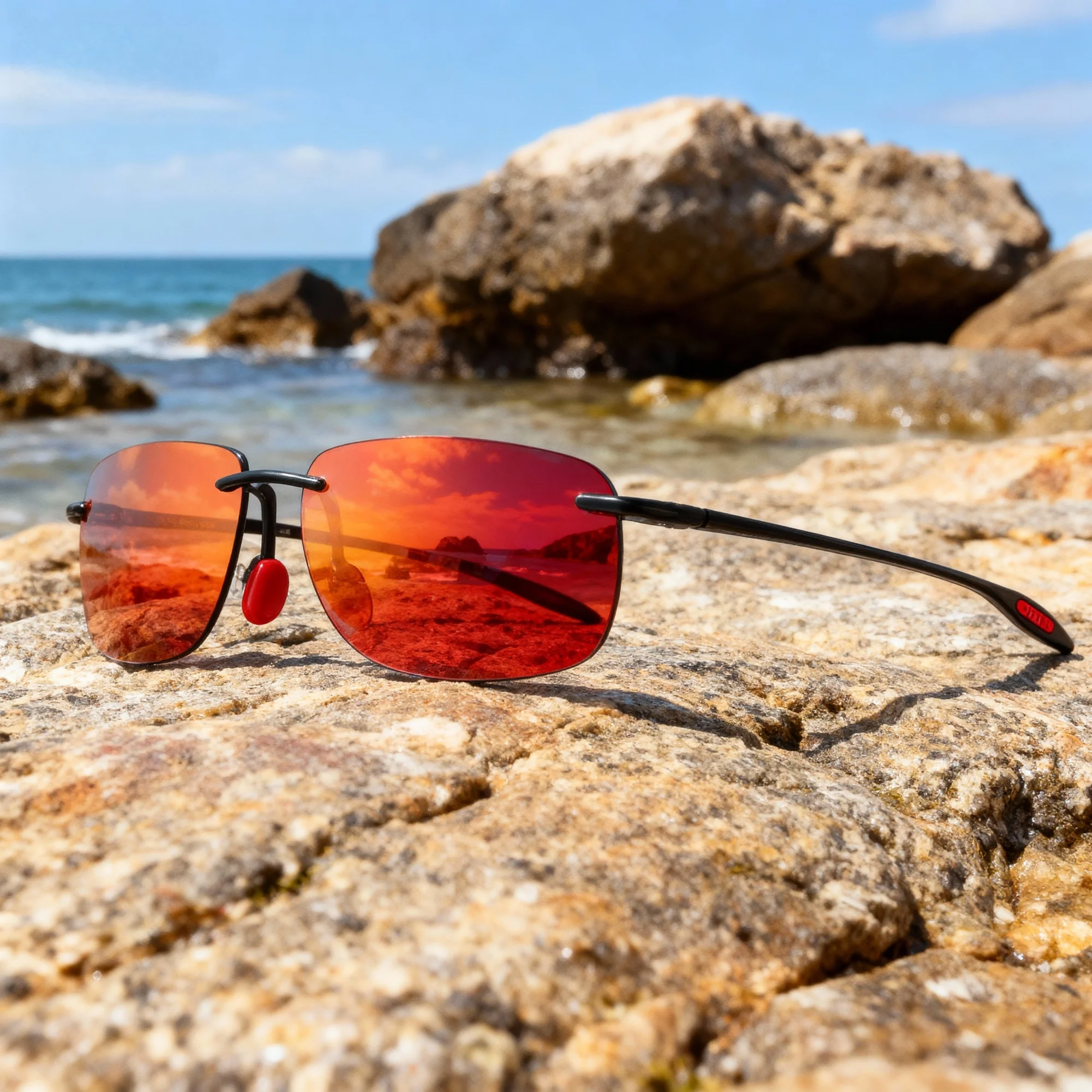 Polarized Aviator Sunglasses with frameless design and TR-90 frame.