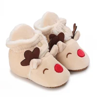 Cute Cartoon Christmas Warm Baby Walking Shoes Winter Boys And Girls Shoes 0-18 Months Deer Role-Playing Baby Soft Shoes 2