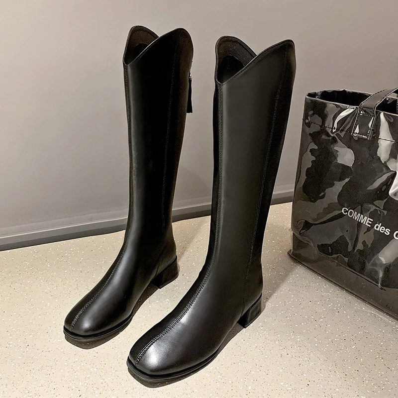 2022 New Fashion Knee High Boots Women's Winter Thick Heel Stretc Long Slip On Autumn Shoes Woman  Length large size 34-43