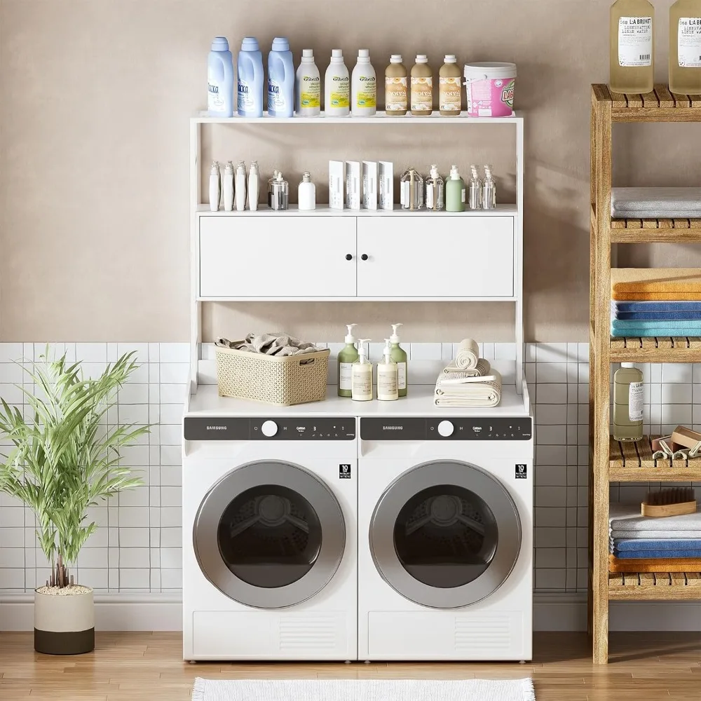 Washer Dryer Countertop,3-Tier Washer and Dryer Covers,Wood Over Washer and Dryer Countertop Shelves for Laundry Organization 2