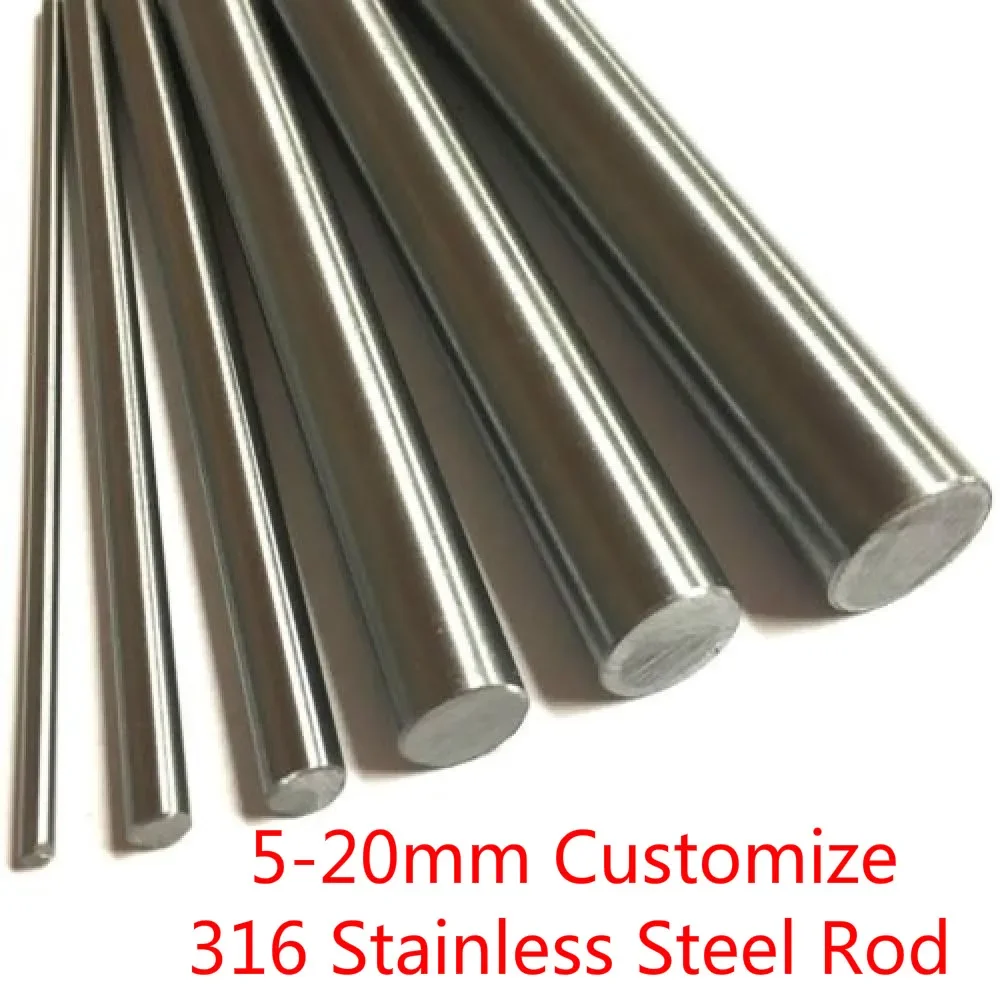 Linear Shaft Rod 316 Stainless Steel Rod Bar Round 5mm 6mm 7mm 8mm 10mm 12mm M15 M18 M20 400/500mm
