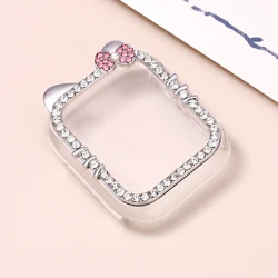 Luxury Cute Kitten Cat Diamond Watch Case - Korean Girl Clear Cover for 45mm (Silver)