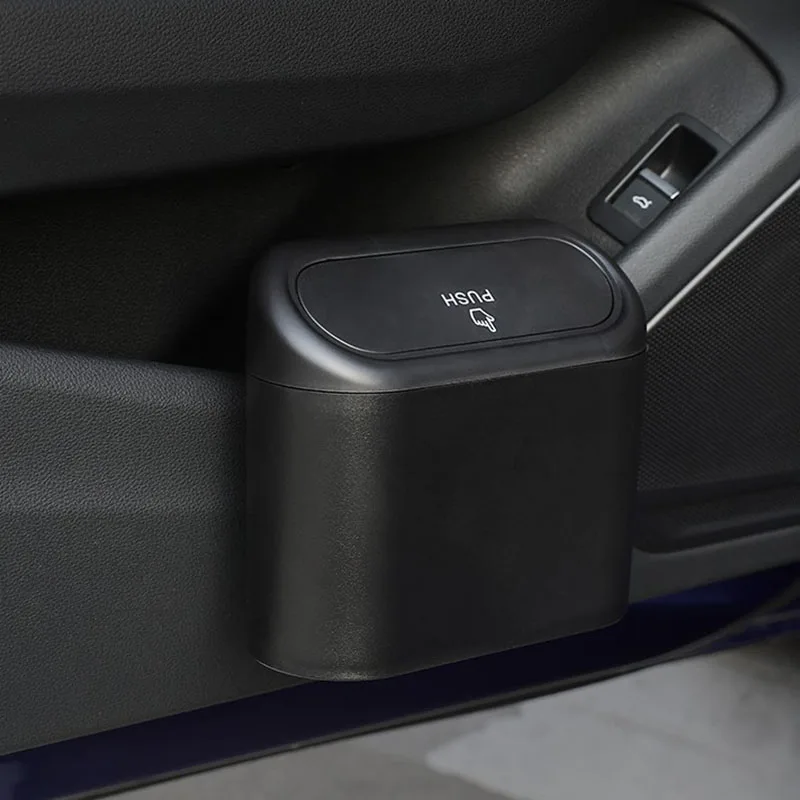 Car Trash Bin Hanging Vehicle Garbage Dust Case Storage Box Abs Square Pressing Type Trash Can Auto Interior Car Accessories
