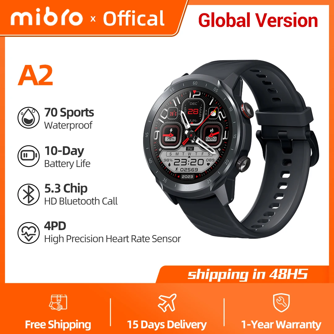 Mibro A2 Smartwatch Global Wersja 1.39Inch HD Ekran Bluetooth Połączenie Monitorowanie Fitness 2ATM Wodoodporna Moda Sport Mężczyźni Kobiety Inteligentne Zegarki Dla iOS Android