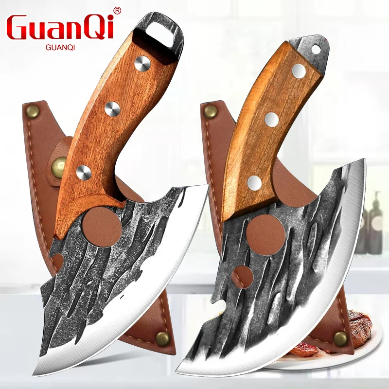 다기능 칼 단조 주방 칼 스테인리스 고기 절단 칼 뼈 제거 칼 병따개 포켓 칼 커버 포함