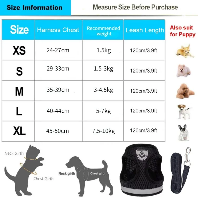 Pet Leash Undershirt Harnesses Mesh