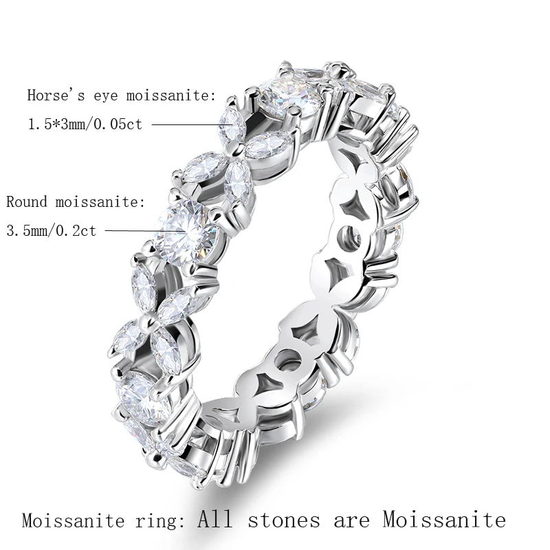OEVAS Full Real Moissanite Sparking Anniversary Bridal Rings 100% 925 Sterling Silver Fine Jewelry Wedding Party Gift For Women 2