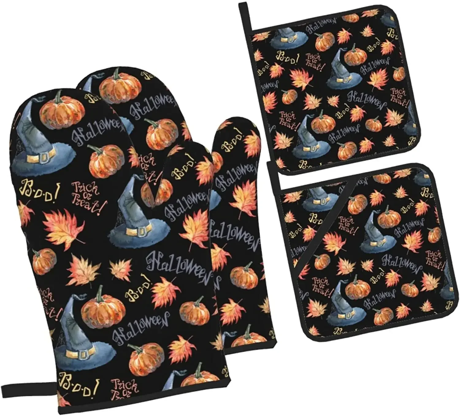 

Перчатки и варежки для Хэллоуина, яркие Осенние перчатки для кухни в виде тыквы и ведьмы, термостойкие Нескользящие