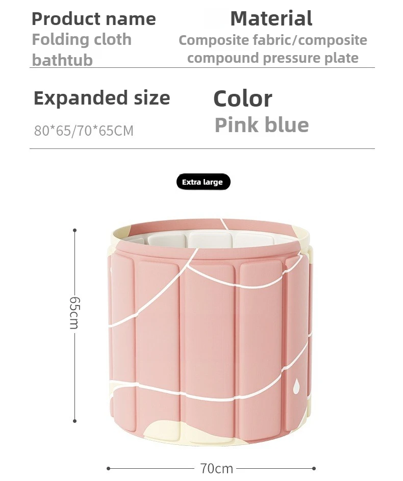 Portable Folding Bath Bucket Children's Sitting Tub Swimming Bucket Adult Bathtub Full Body Tub Waterproof Fabric Material 70*65