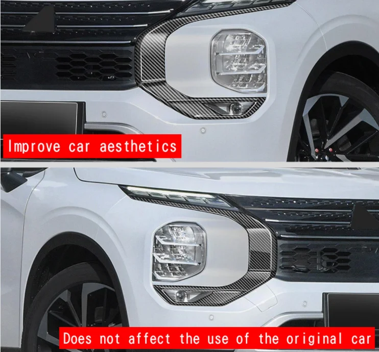 For Mitsubishi Outlander PHEV Accessories 24 ABS Front Bumper Side Strips Trim Decorate Beautify Grille Bright Stripe