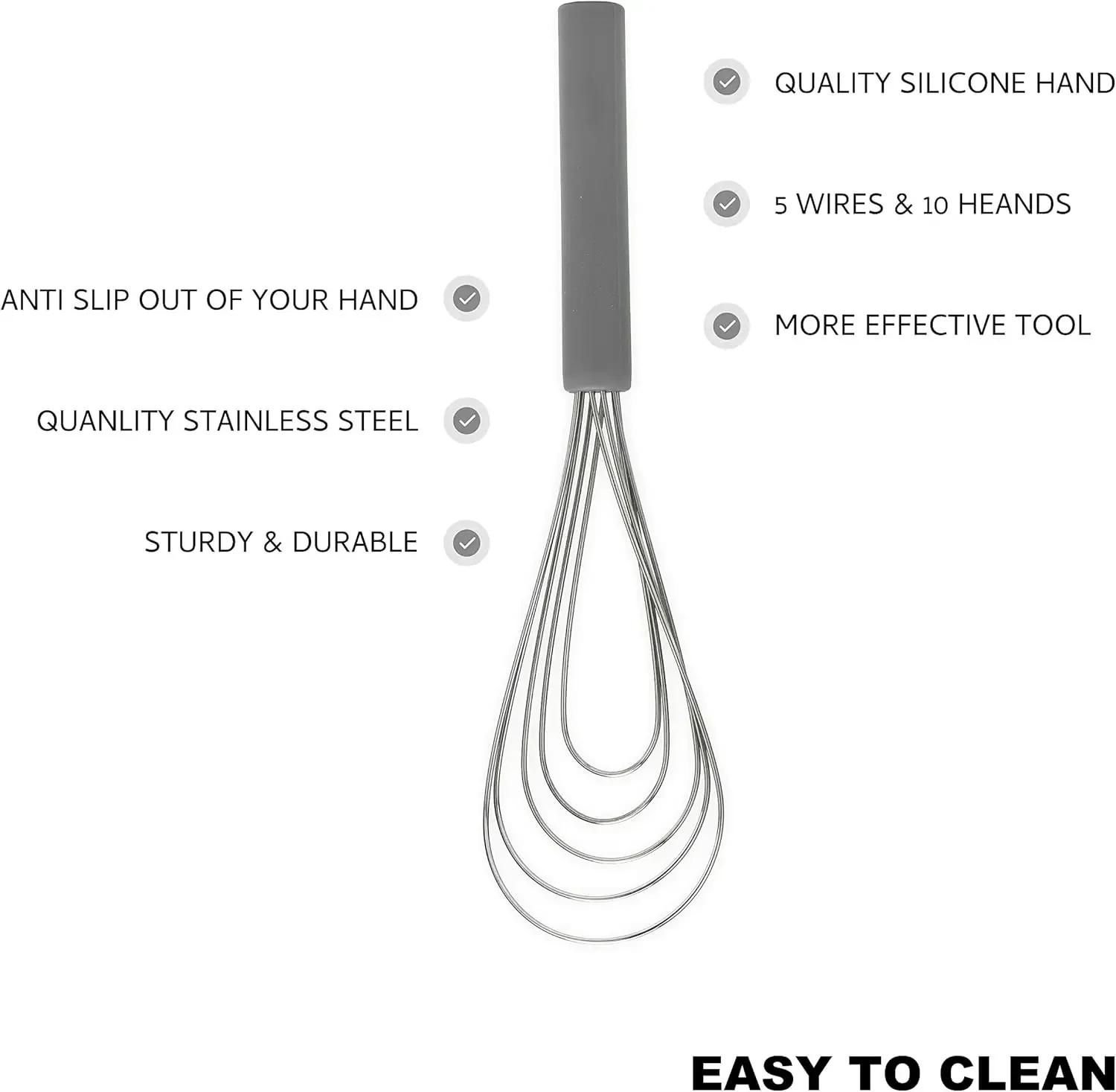 Egg Beater Flat Silicone Handle Egg Wires Beating Stirring Whisk Non Slip For Kitchen Tools Cooking Baking egg beater