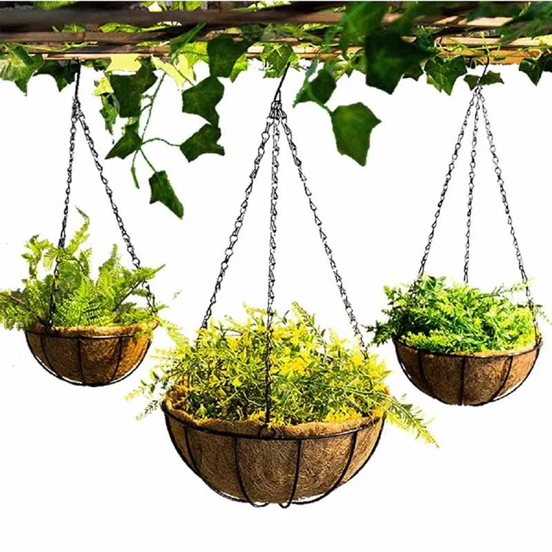 Description Picture 5 of item1PCS Round Hanging Basket Coco Liner Coconut Fiber Replacement Flower Basket For Home Gardening, Balcony Gardens, Wedding Decor
