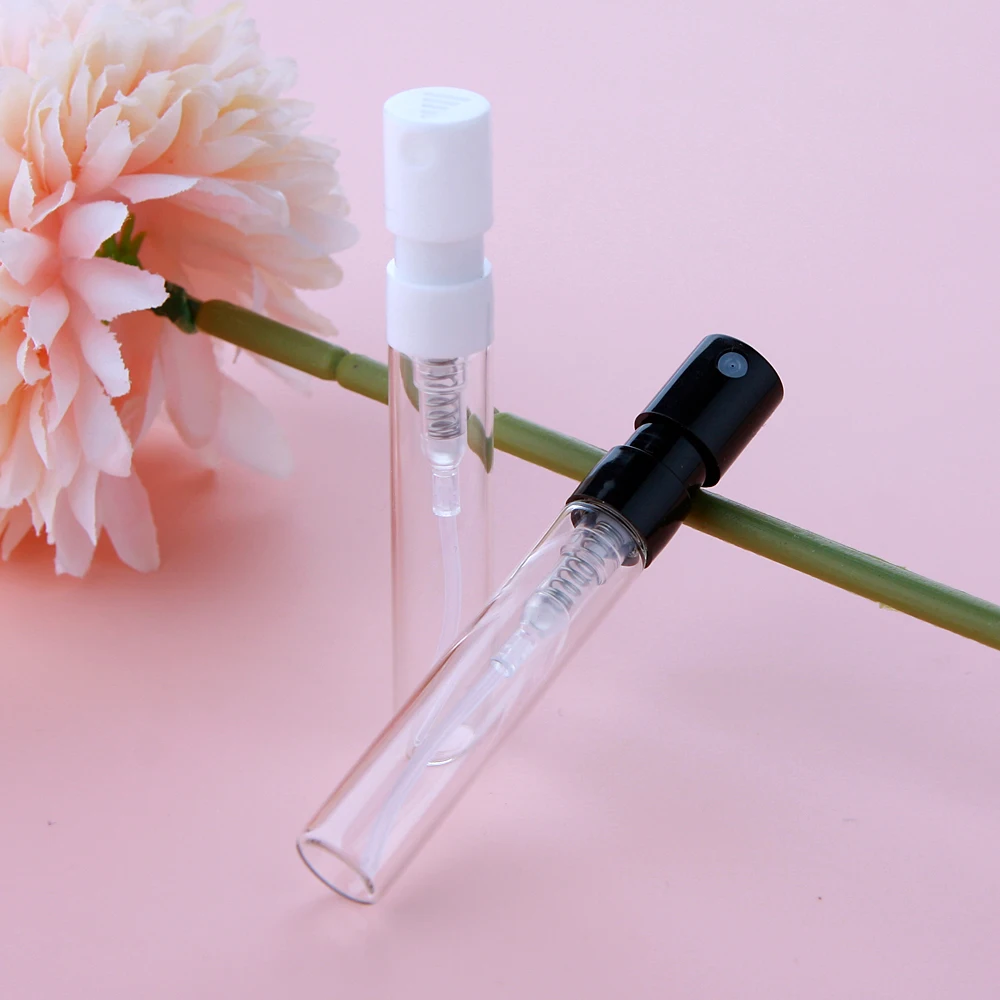 100 개/몫 2ml 총검 유리 병 리필 형 향수병 미니 향수 샘플 테스터 병 인쇄 로고 추가 지불