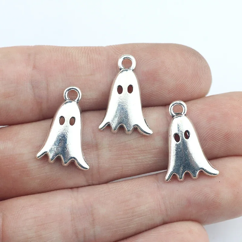 

20pcs/lot 14*20mm Antique Silver Color Ghost Charm For Making Holloween Neckalce Bracelet Jewelry Craft