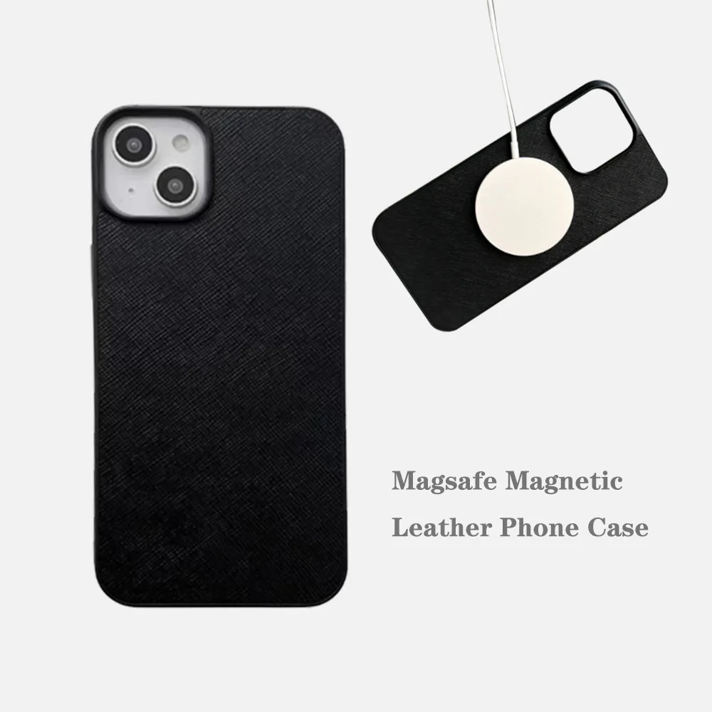 

Мужская классическая Обложка из зернистой кожи sафьяно Magsafe для Iphone15 14 13 12ProMax 14Plus Магнитная деловая искусственная кожа 14Pro.