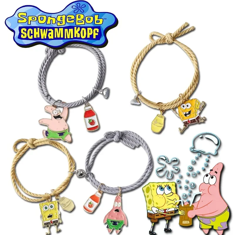 New Spongebob Squarepants Coppia Bracciali Cartoon Creative Men And Women Friends Phase Suction Bracciale Casual Ladies Headband
