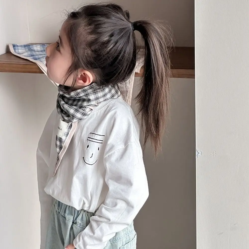 Vintage Korean Children's Scarf Striped Plaid Triangle Bandana Sweet Boys Girls Waist Scarf Spring Autumn