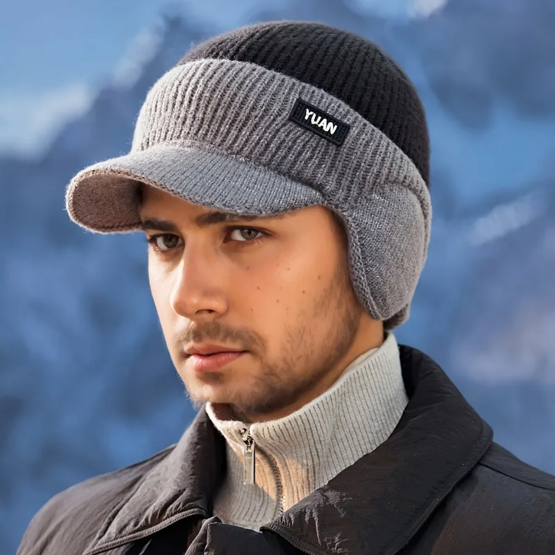 Dual-Tone Knit Baseball Cap - Outdoor Activities | Fashionable Dad Hat with Ear Protection | Perfect for Couples Hats for Men 4