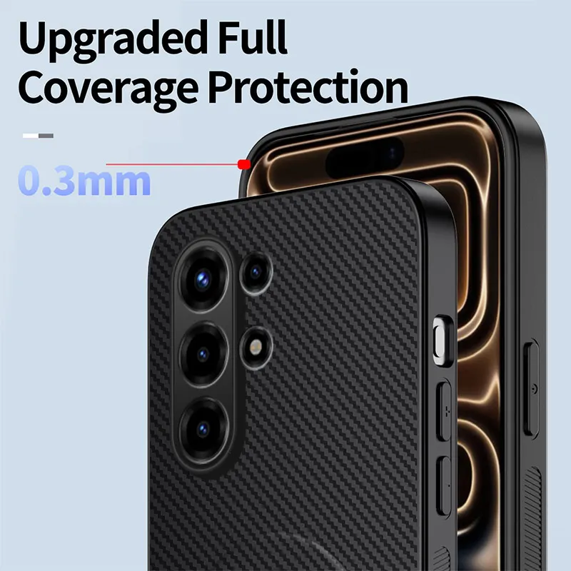 Premium Carbon Fiber Pattern Case with Kickstand and Magnetic Shockproof Protection