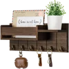 Decorative Key Rack and Mail Organizer with 6 Key Hooks Rustic Wood Key Holder Wall Mounted with Shelf for Living Room Enterway 2