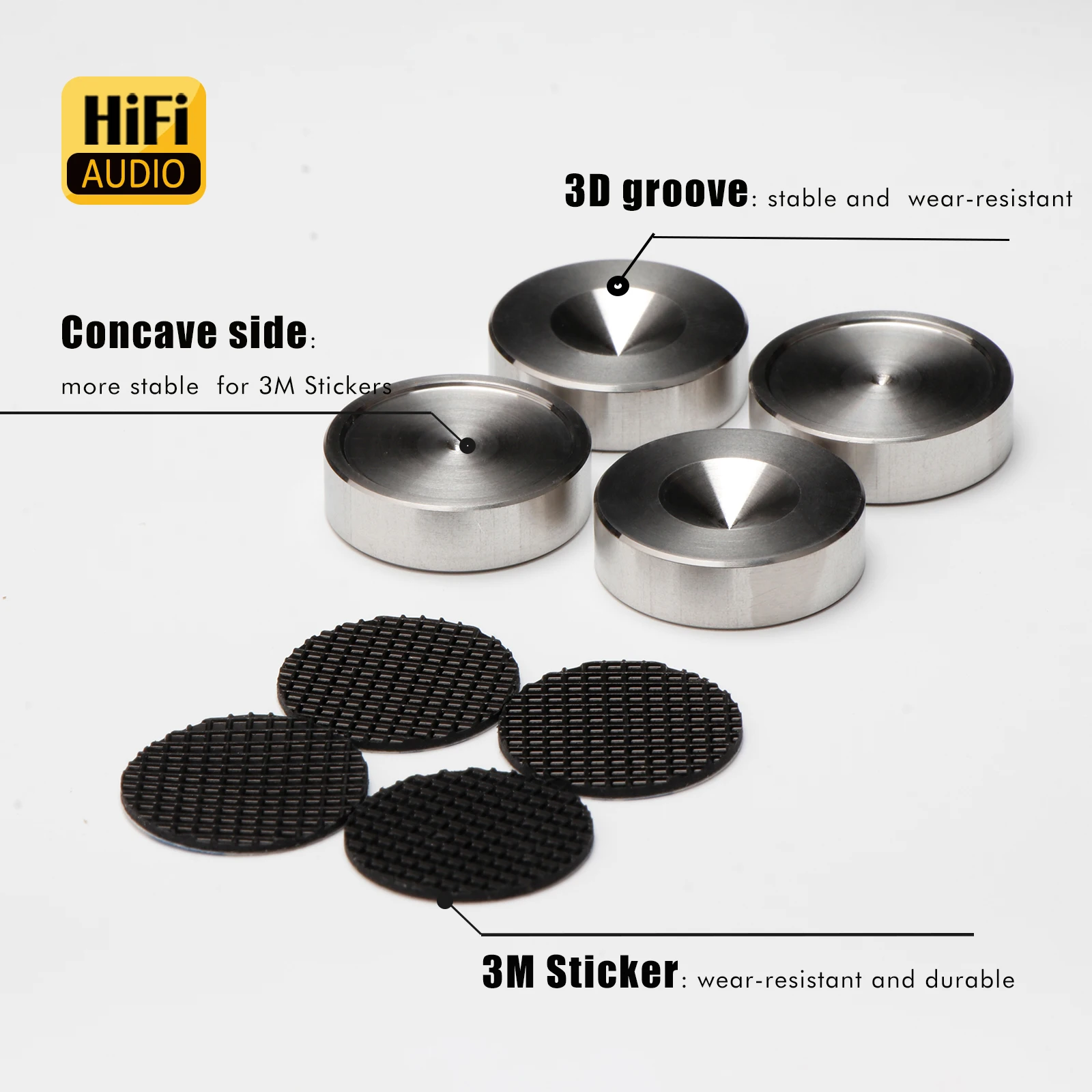 4개입 HIFI 스파이크 스탠드 오디오 충격 방지 패드 스피커 스탠드 (하이파이 장치 및 스피커용 바닥 보호대)