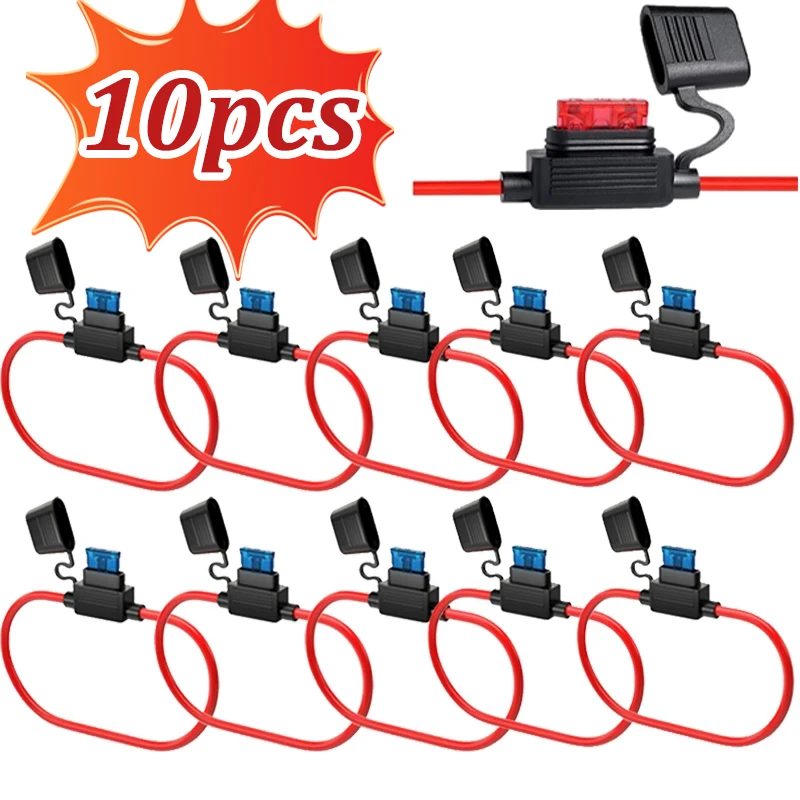 Fuse Box Holder Fuse Holder Fuse Box 10Pcs Car Mini Waterproof Blade Type In Line 14AWG for 2V 30A Car Motorcycles