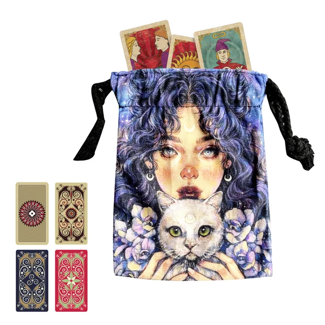 13X18Cm Rejtélyes Lány Bársonyos Tarot Kártya Tároló Táska Társasjáték Mini Húzózsák A Rajongóknak Tasak Utazási Ajándék - Image 4