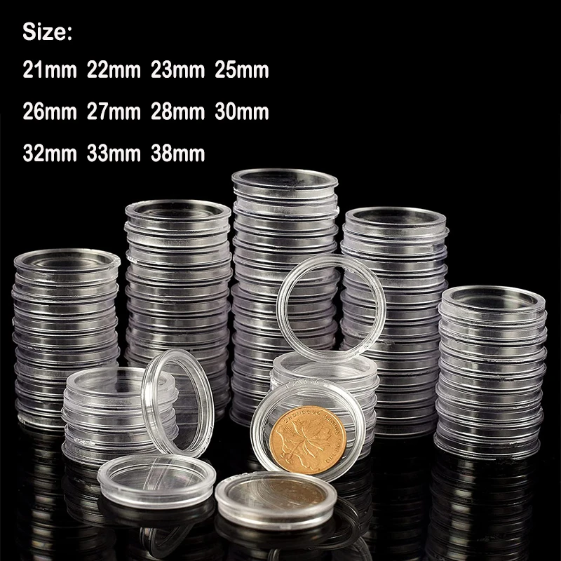 10pcs 25mm Applied Clear Round Cases Coin Storage Capsules Holder PlasticBRh 