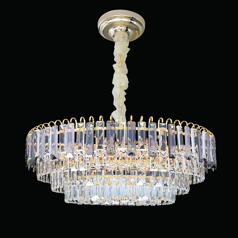 

E14 Post Modern Crystal Chandelier Golden Crystal Lamp For Living Room Bedroom Model Room Luxury Lustre Round Hanging Light