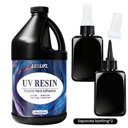 Crystal Clear UV Glue - Waterproof, UV - Curing Adhesive for Handicrafts & DIY Projects (Includes UV Lamp) (UV - 1000mL - 1pcs)
