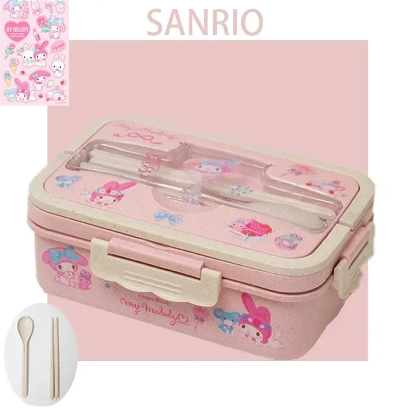 صندوق غداء MINISO Kuromi Cinnamoroll My Melody Student Compartmentalized صديق للبيئة بينتو صندوق أدوات المائدة حاوية تخزين المواد الغذائية