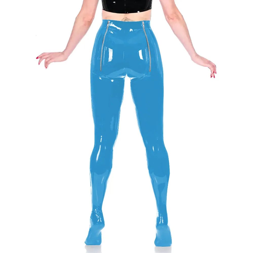 PVC Unisex Sexy Adult Exotic Bottoms Sissy Wetlook Women Zip Open Buttocks Fetish Bodycon Faux Latex Pencil Pants Plus Size 7XL