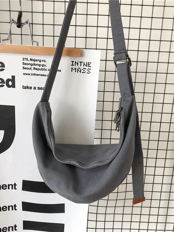 Hobos Canvas Crossbody Bag for Women Fashion Students Messenger Shoulder Bags Casual Women's Totes Female Handbag Large Capacity 