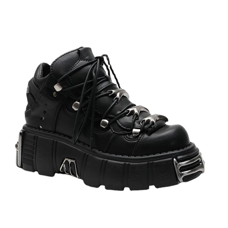 

GOGD Designer Women's Ankle Boots Platform New Pumps Gothic Punk Style Thick Sole Motorcycle Boots Y2k Cosplay College Student