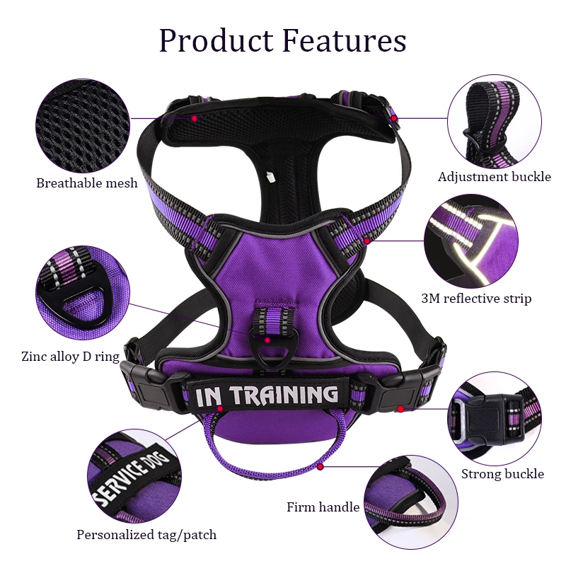 Doggie Service Dog Do Not Pet Harness Vest W/ Removable Patches In Training Emotional Support