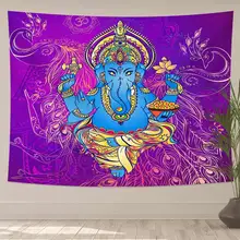 Indian Elephant Tapestry Wall Hanging Seven Chakras Meditation Yoga Mat Carpet Art Home Decor Buddha Background Wall Tapestry