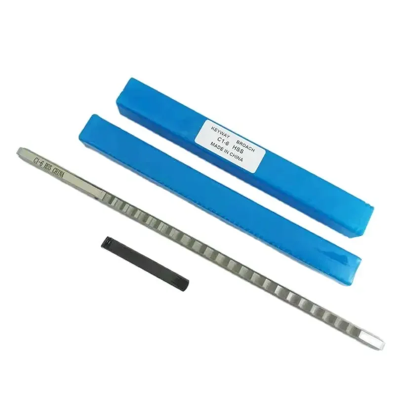 Keyway Broach Tools HSS 6mm C1 Push-Type Keyway Broach Metric Size HSS Keyway + Shim Cutting Tool for CNC Router Metalworking