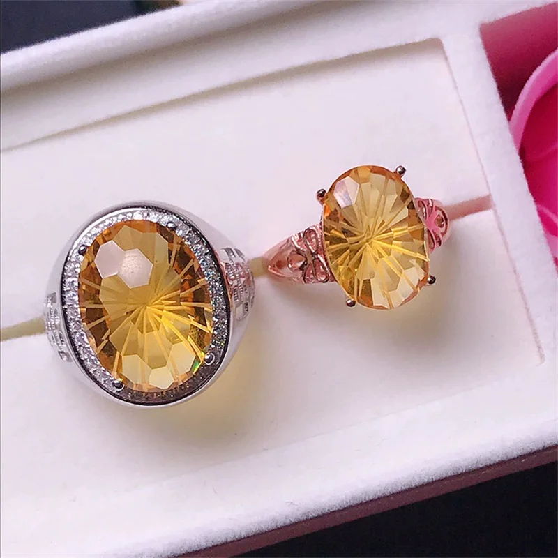 

Кольца VVS из серебра 925 пробы с цитрином и желтым кристаллом 12 карат