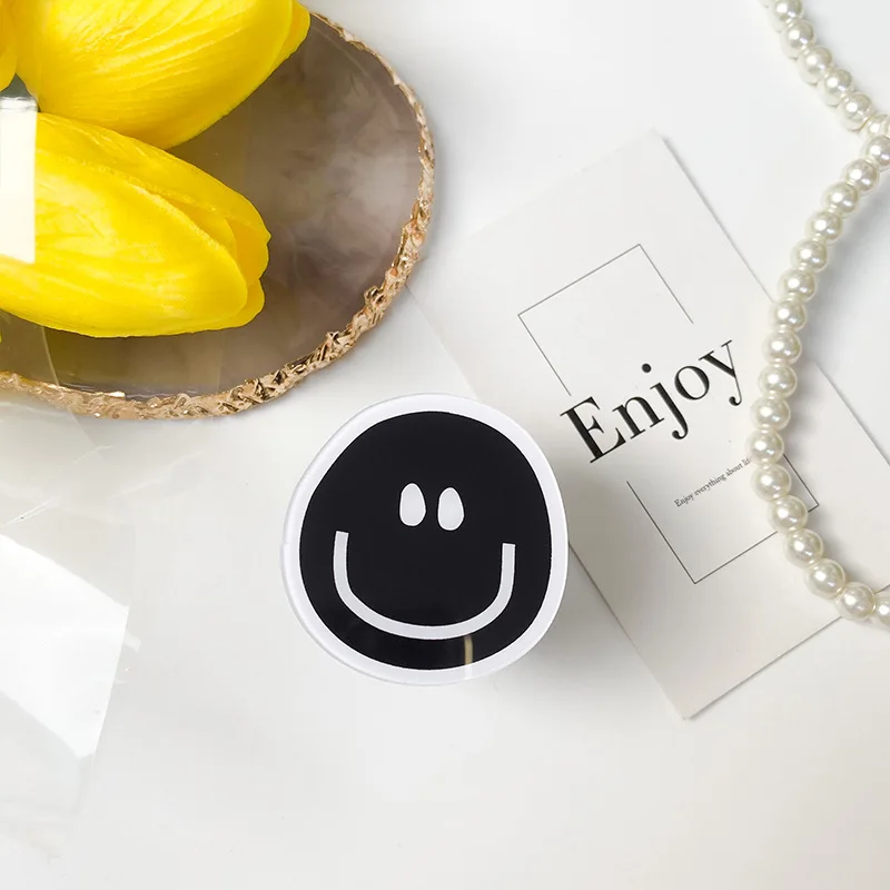Pop 3d apertos de dedo tok grip soquetes suporte do telefone rosto sorridente cor sólida suporte da tabuleta do telefone móvel estilo ins criativo