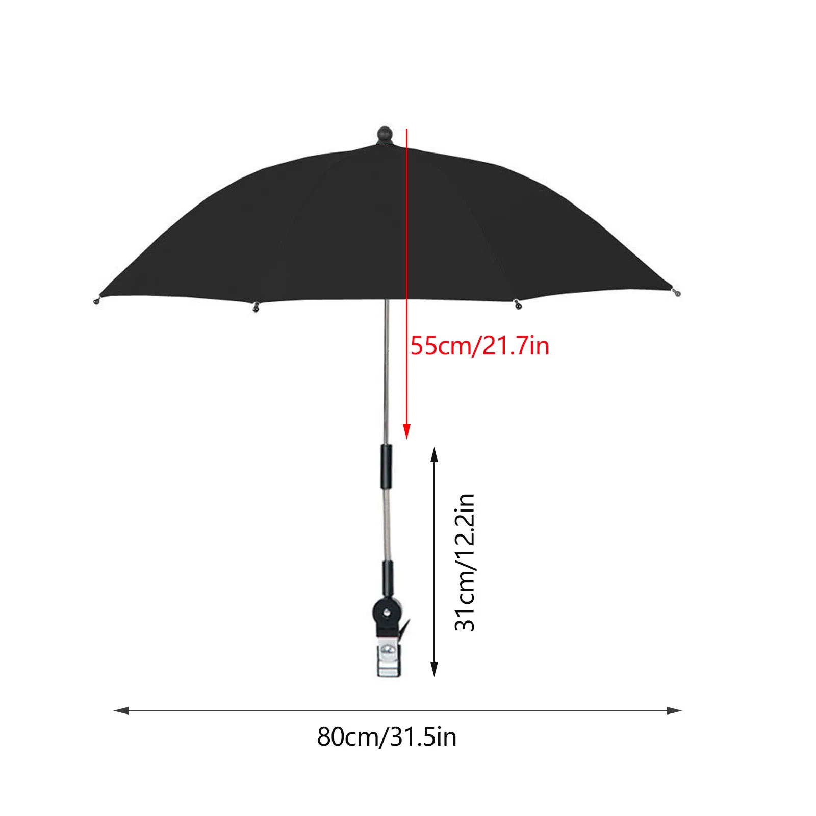 360&deg; Adjustable Umbrella With Clamp Baby Stroller Accessories Outdoor Universal 3 Colors Sunshade To Strengthen Umbrellas