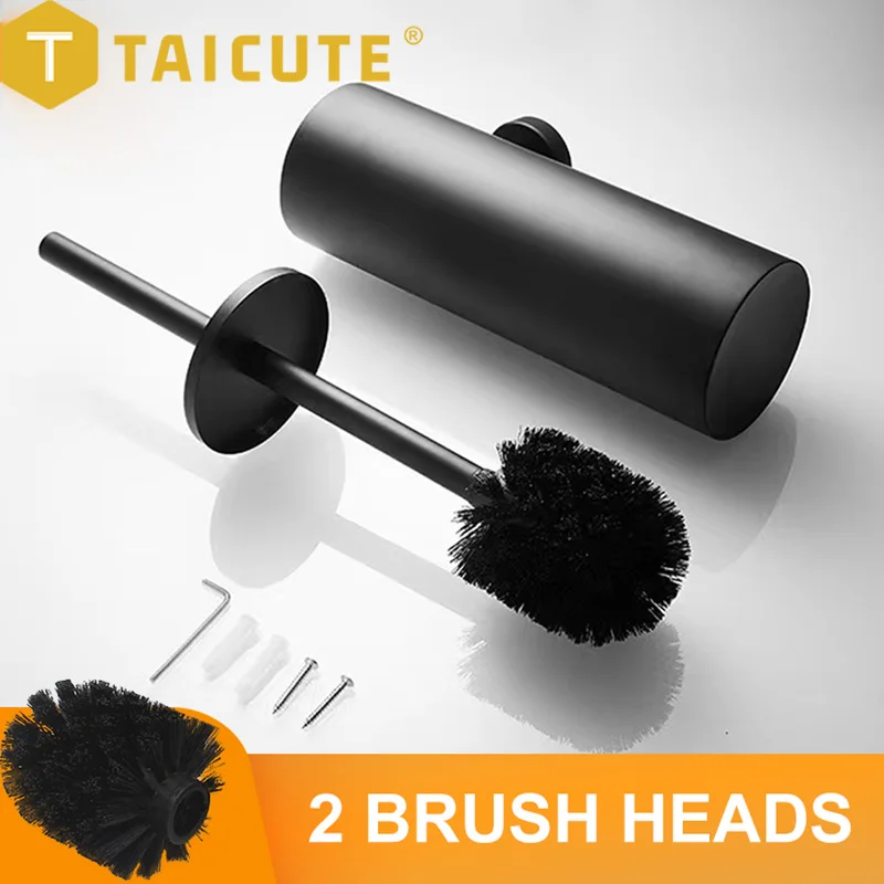 Toilet Cleaning Brush Holder Sets toilet brush set toilet brush holder bathroom accessories Wall Mount Stainless Steel Bathroom Accessories WC Hardware Black Chrome